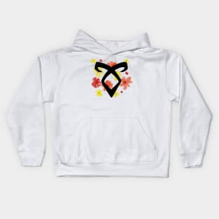 Rune with orange and yellow watercolor flowers Kids Hoodie